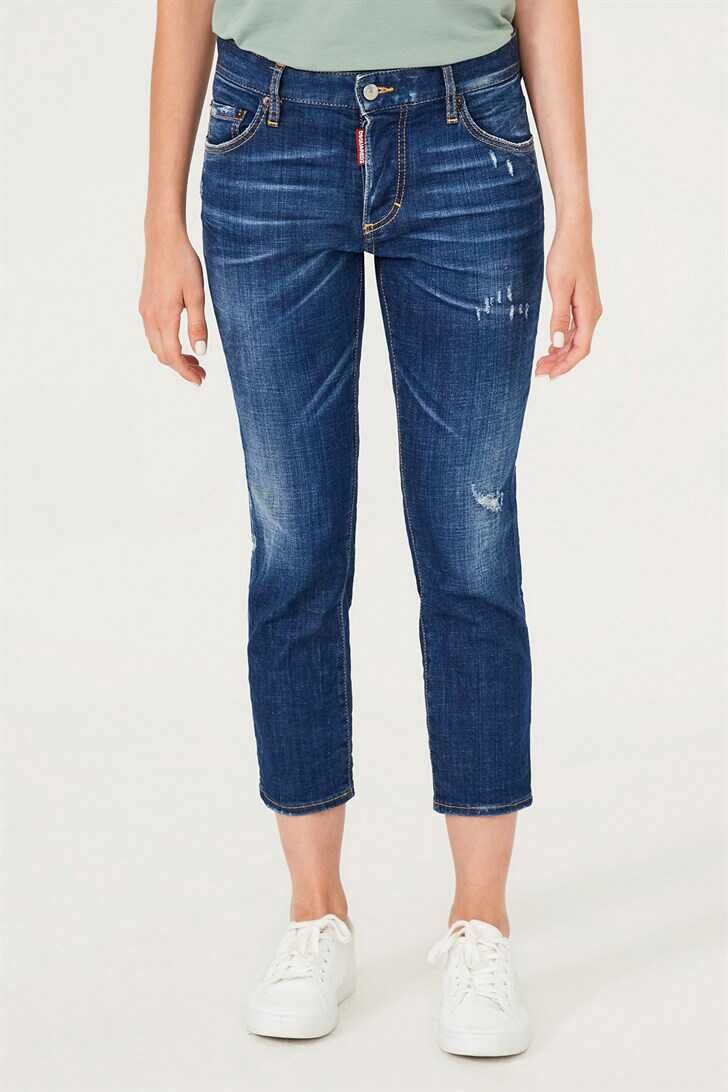 Normal Paça Yırtık Kadın Jeans - 1