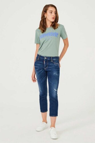 Normal Paça Yırtık Kadın Jeans - 2