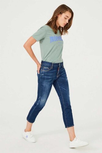 Normal Paça Yırtık Kadın Jeans - 3