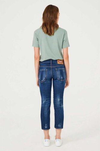 Normal Paça Yırtık Kadın Jeans - 4