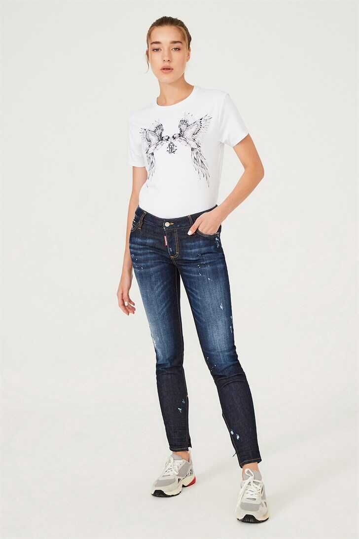 Paçası Fermuar Detaylı Kadın Jeans - 1
