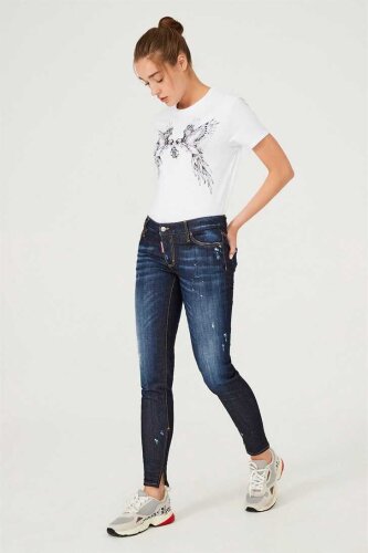 Paçası Fermuar Detaylı Kadın Jeans - 3