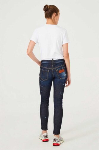 Paçası Fermuar Detaylı Kadın Jeans - 4