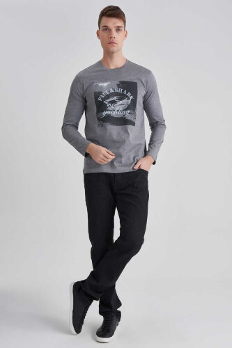 Paul&Shark Erkek Bisiklet Yaka Baskılı T-Shirt - 1