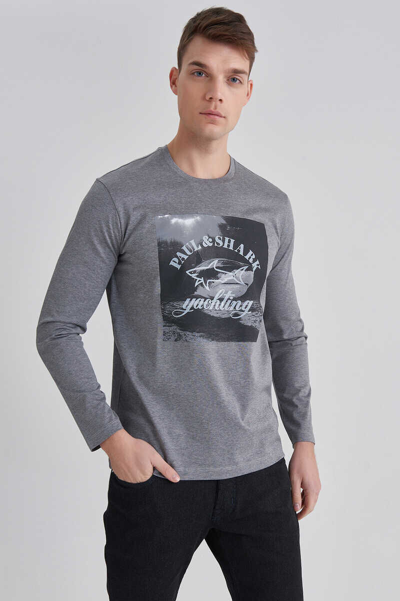 Paul&Shark Erkek Bisiklet Yaka Baskılı T-Shirt - 2