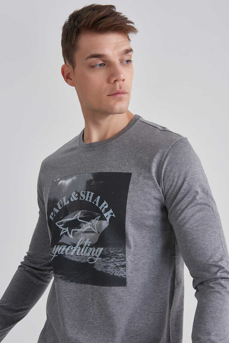 Paul&Shark Erkek Bisiklet Yaka Baskılı T-Shirt - 3