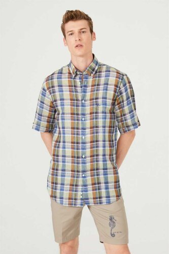 Paul&Shark Kareli Kısa Kollu Erkek Gömlek - Paul&Shark