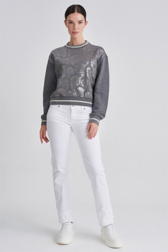 Trussardi Çiçek Desenli Kadın Sweatshirt - 7