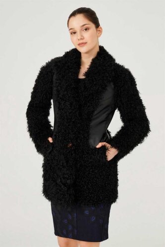 Trussardi Deri Detaylı Kadın Mont - Trussardi