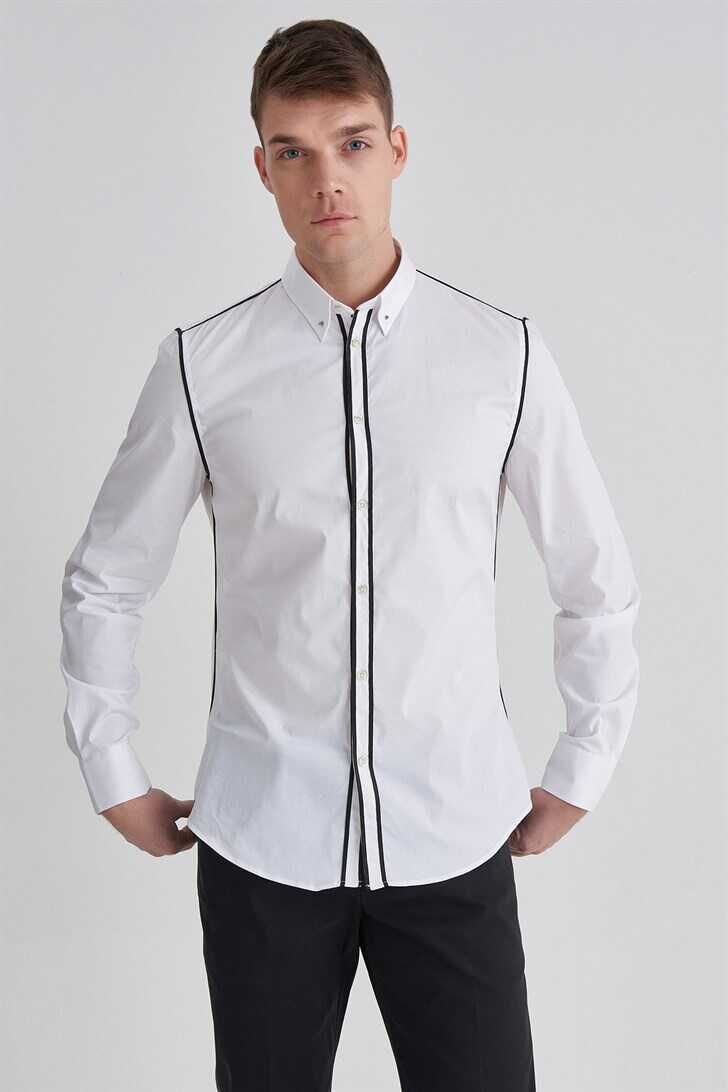 Trussardi Erkek İğne Yaka Gömlek - 1