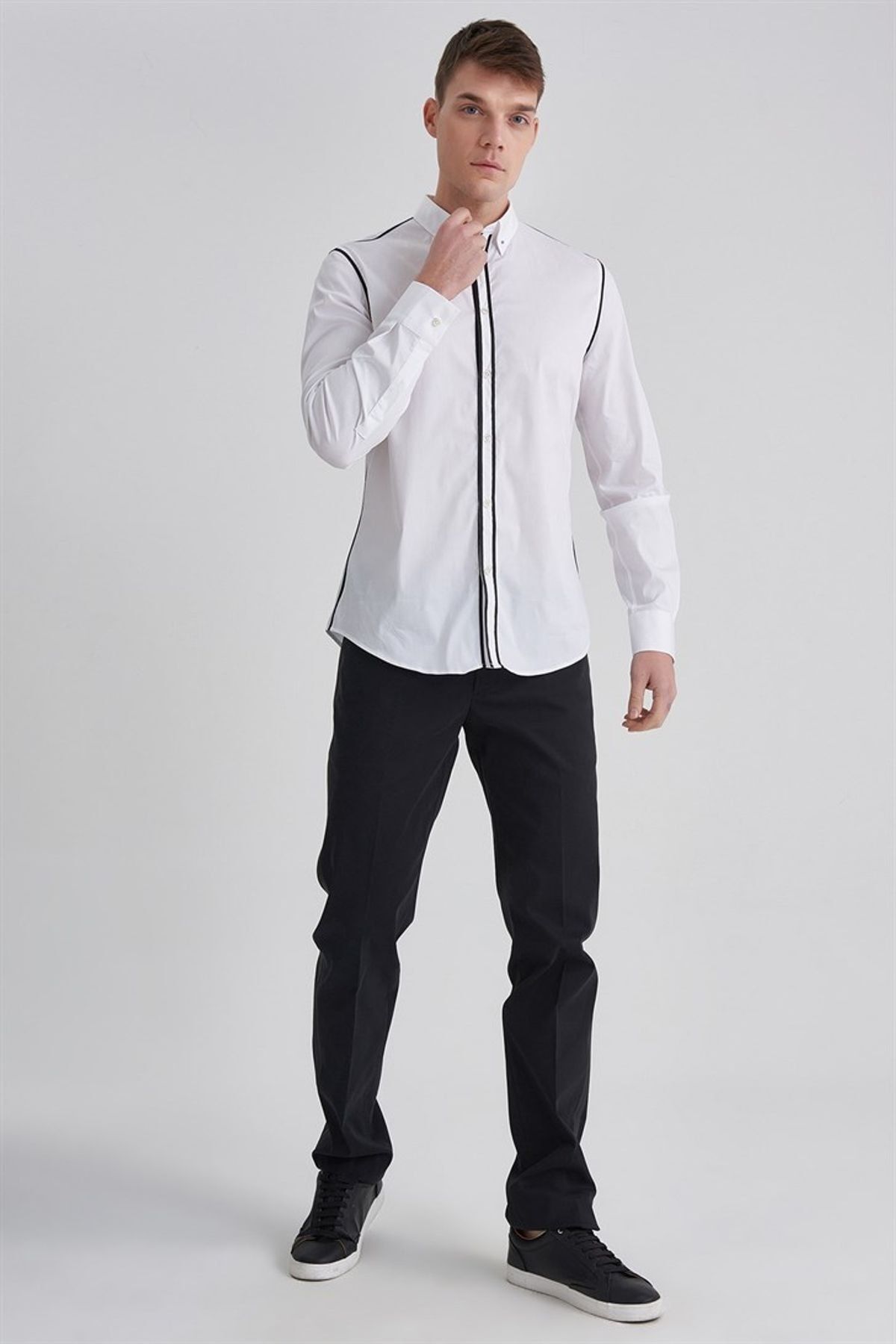 Trussardi Erkek İğne Yaka Gömlek - 7