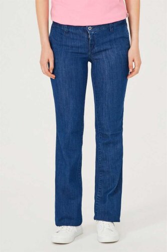 Trussardi Jeans Düşük Bel Bol Paça Kadın Jean Pantolon - 1
