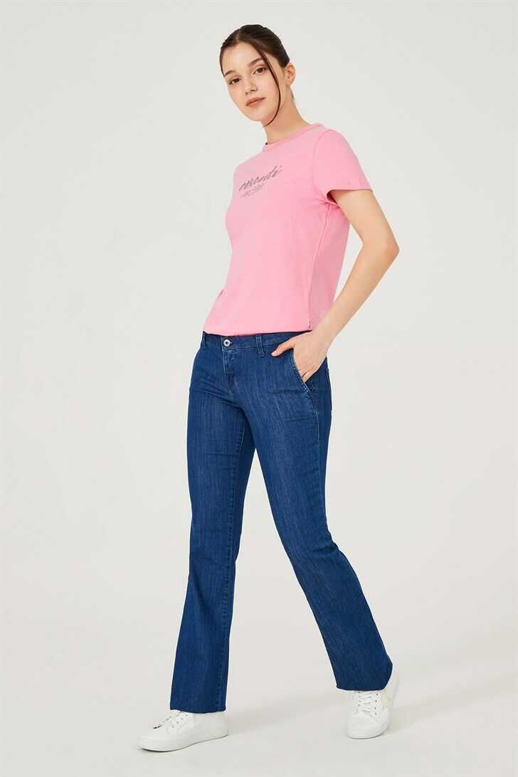 Trussardi Jeans Düşük Bel Bol Paça Kadın Jean Pantolon - 2