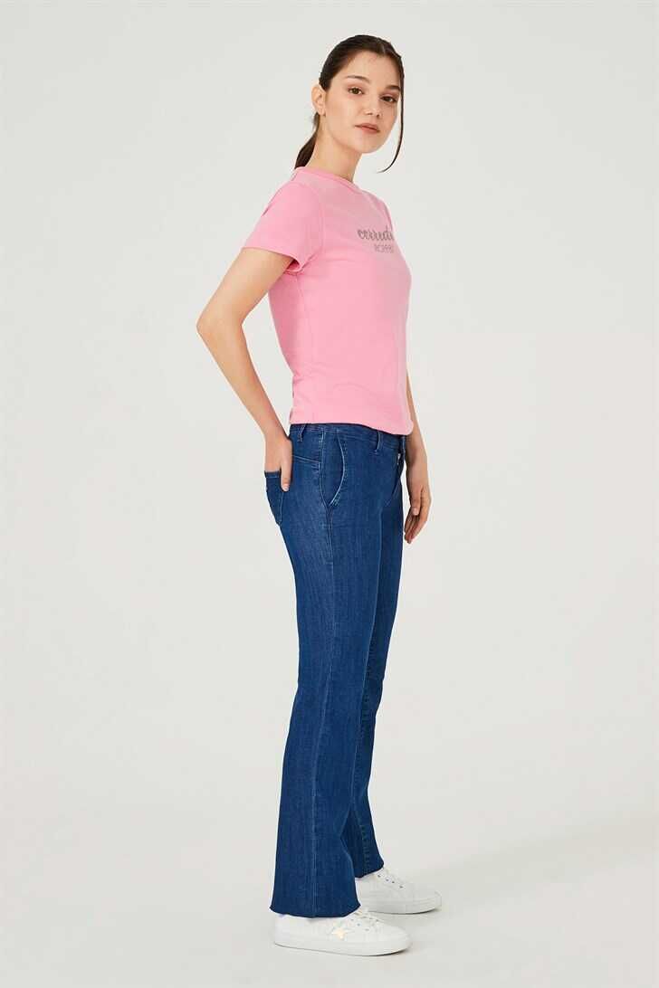 Trussardi Jeans Düşük Bel Bol Paça Kadın Jean Pantolon - 3