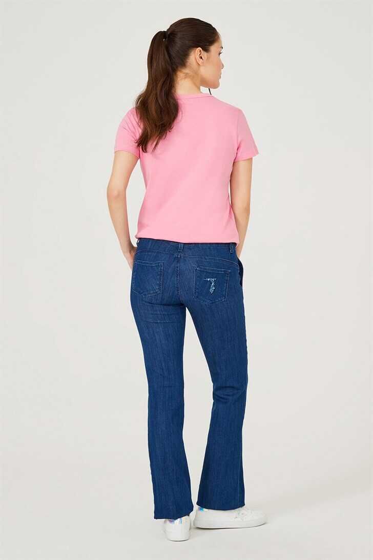 Trussardi Jeans Düşük Bel Bol Paça Kadın Jean Pantolon - 4