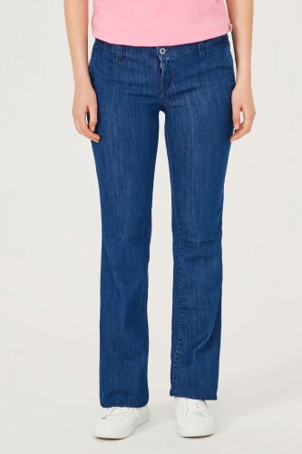 Trussardi Jeans Düşük Bel Bol Paça Kadın Jean Pantolon - 5