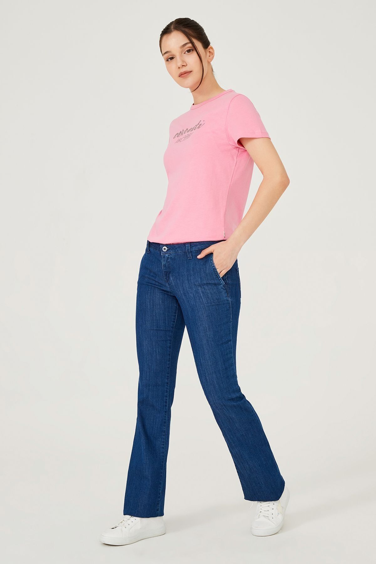 Trussardi Jeans Düşük Bel Bol Paça Kadın Jean Pantolon - 6