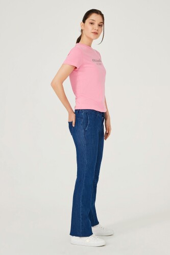 Trussardi Jeans Düşük Bel Bol Paça Kadın Jean Pantolon - 7