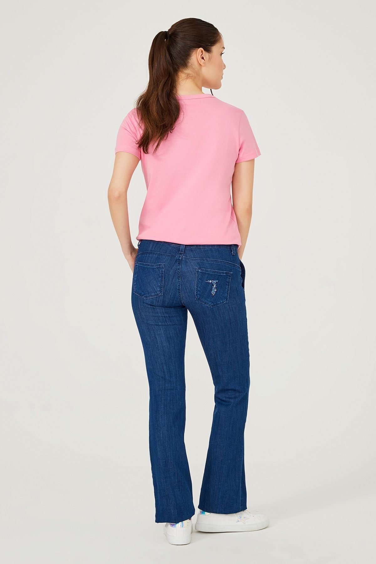 Trussardi Jeans Düşük Bel Bol Paça Kadın Jean Pantolon - 8