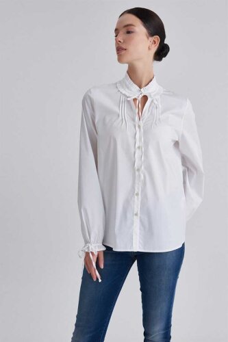 Trussardi Kadın Fırfır Yaka Kadın Gömlek - 1