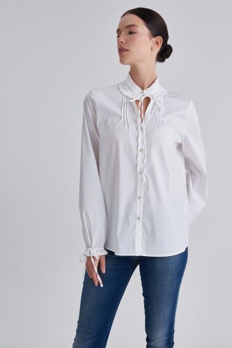 Trussardi Kadın Fırfır Yaka Kadın Gömlek - 5
