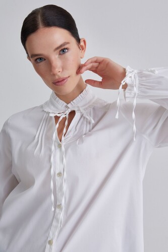 Trussardi Kadın Fırfır Yaka Kadın Gömlek - 6