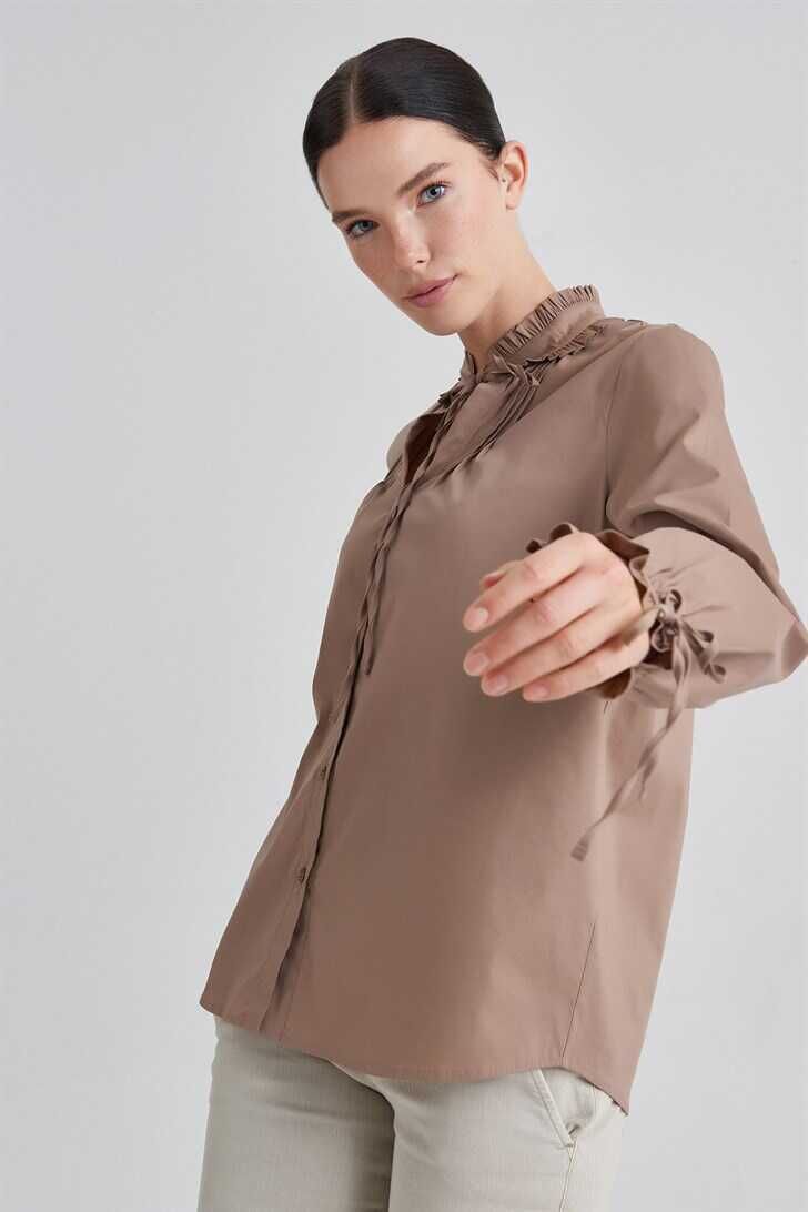 Trussardi Kadın Fırfır Yaka Kadın Gömlek - 1