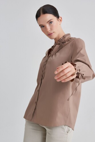 Trussardi Kadın Fırfır Yaka Kadın Gömlek - 5