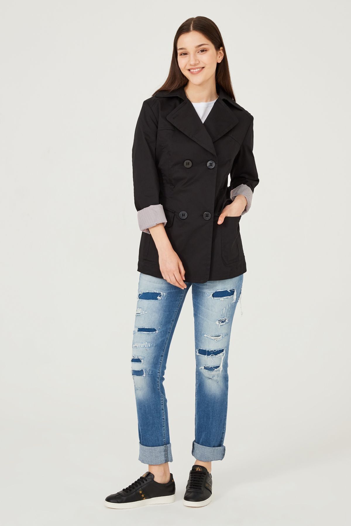 Trussardi Kadın Kısa Trençkot - 9