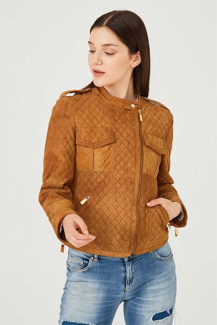 Trussardi Kadın Süet Fermurarlı Mont - 1