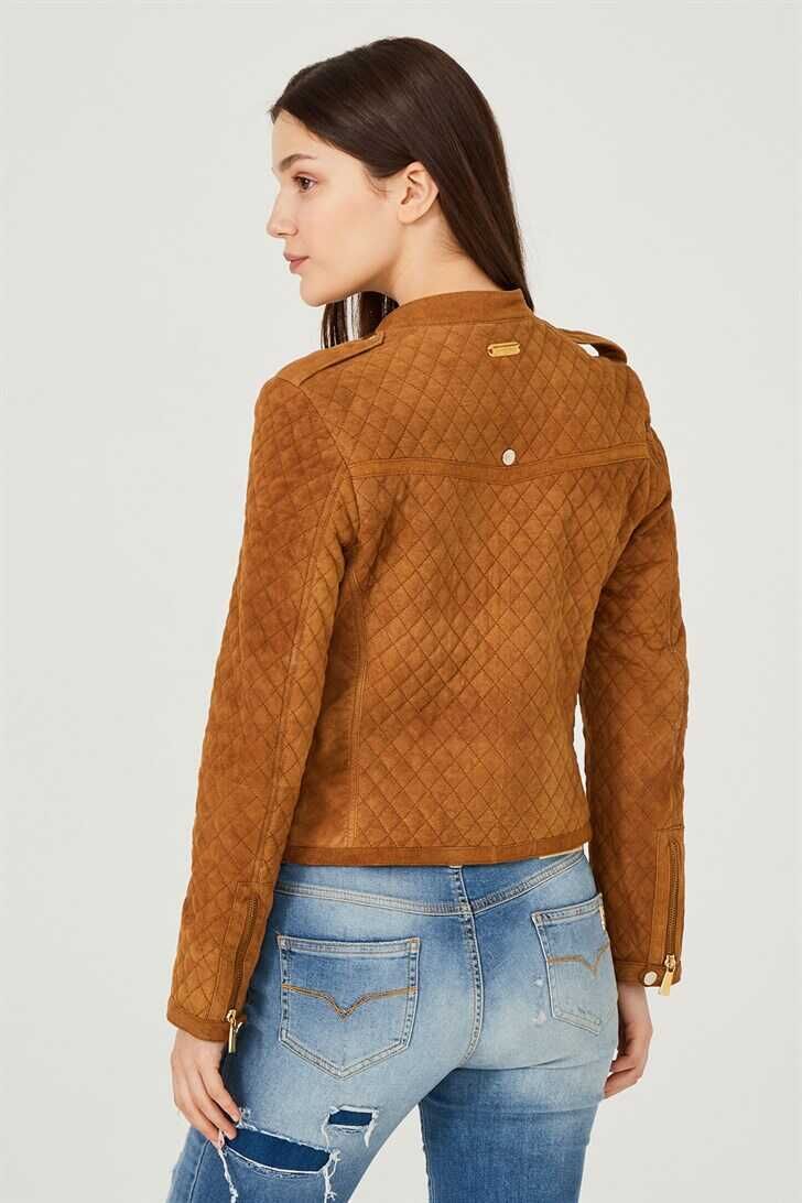 Trussardi Kadın Süet Fermurarlı Mont - 6