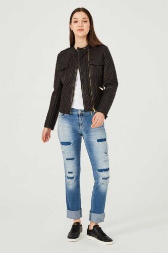 Trussardi Kadın Süet Fermurarlı Mont - 4