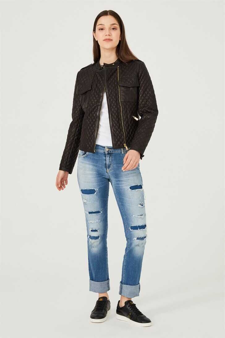 Trussardi Kadın Süet Fermurarlı Mont - 5