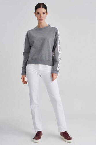 Trussardi Kuş Gözü İşlemeli Kadın Sweatshirt - 2