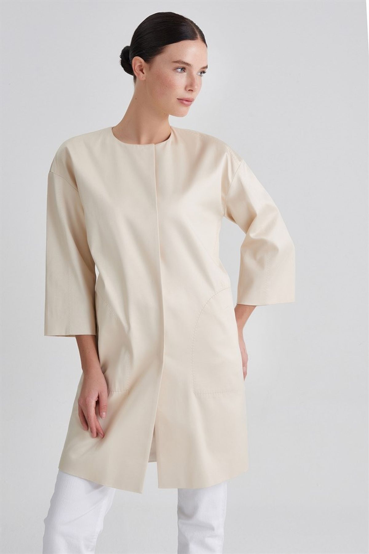 Trussardi Saten Kadın Pardesü - 5