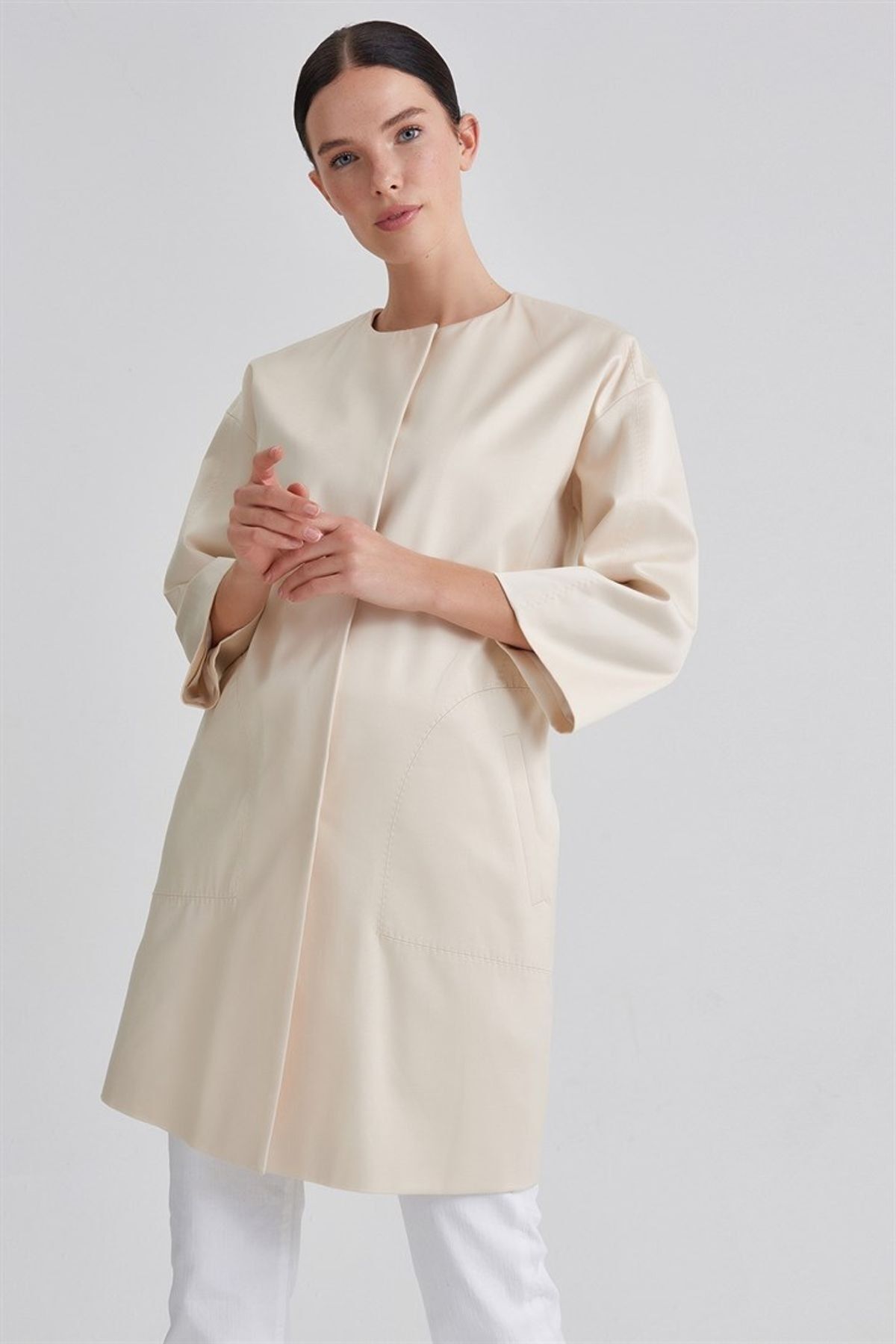 Trussardi Saten Kadın Pardesü - 8