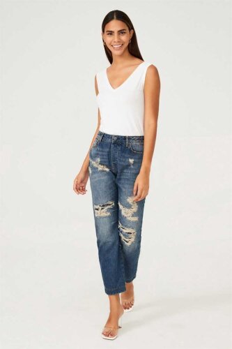 Twinset Kadın Yırtık Jeans - Twin Set