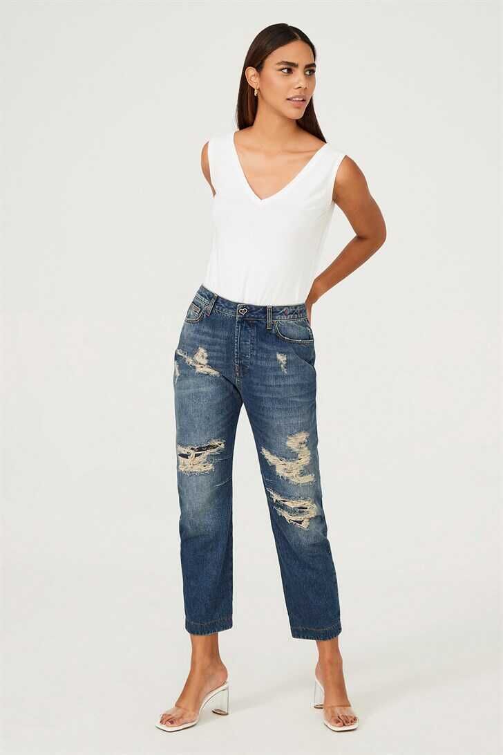 Twinset Kadın Yırtık Jeans - 2