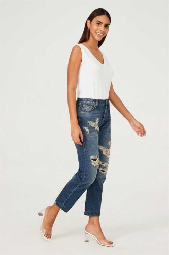 Twinset Kadın Yırtık Jeans - 3