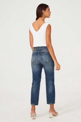 Twinset Kadın Yırtık Jeans - 4