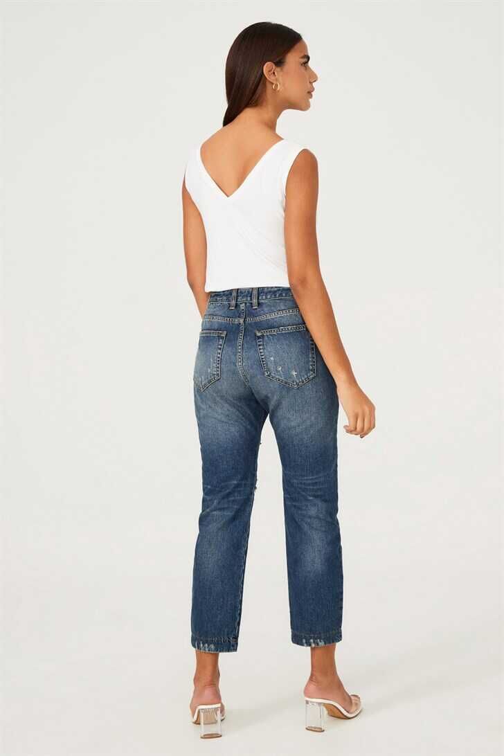 Twinset Kadın Yırtık Jeans - 4