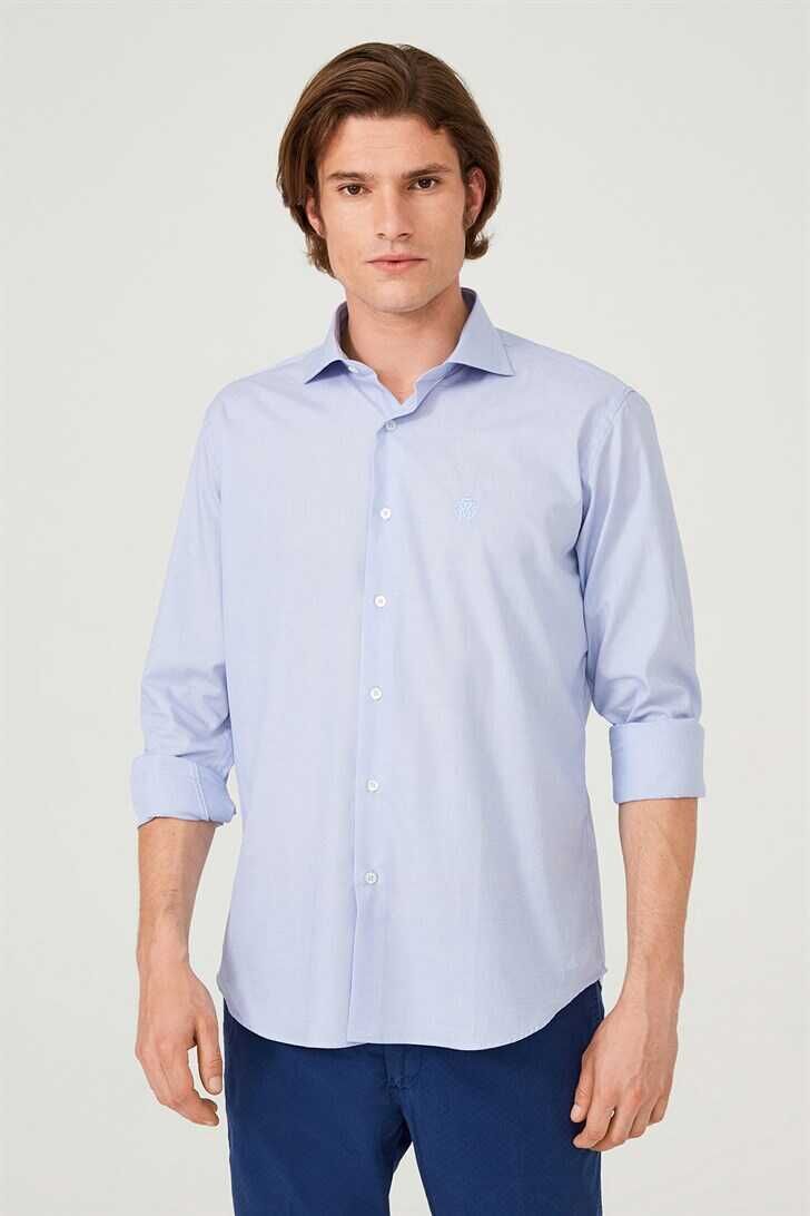 Uzun Kollu Slim Fit Erkek Gömlek - 1
