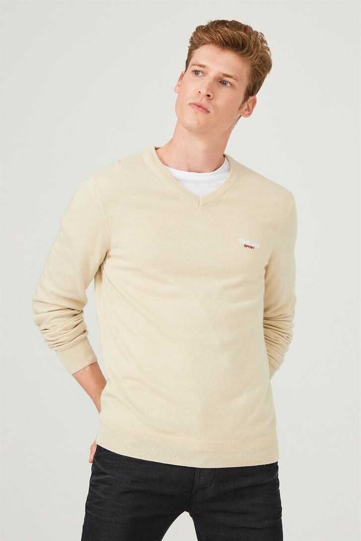 V Yaka Erkek Triko Kazak - 1