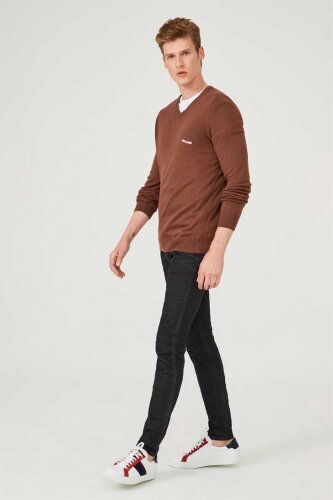 V Yaka Erkek Triko Kazak - 4