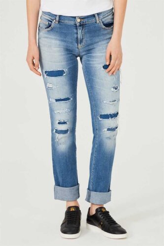 Versace Jeans Yırtık Detaylı Kadın Jeans - 1