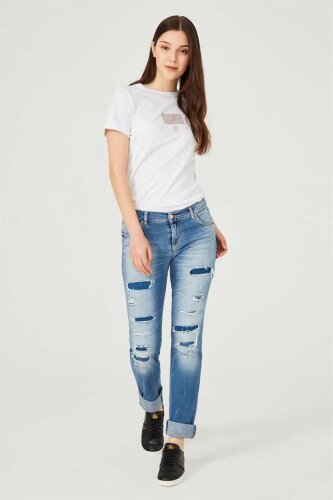 Versace Jeans Yırtık Detaylı Kadın Jeans - 3