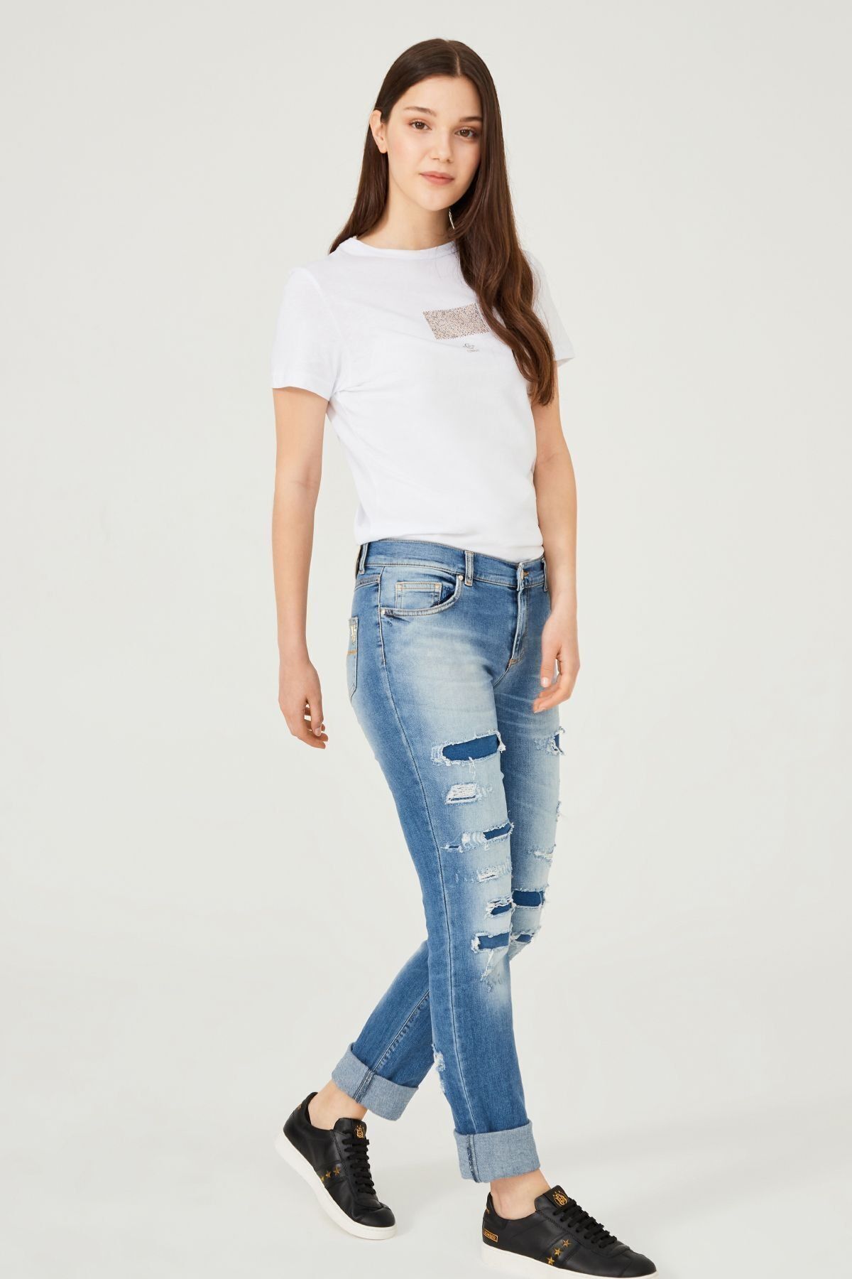 Versace Jeans Yırtık Detaylı Kadın Jeans - 10