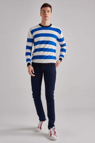 Woolrich Çizgili Bisiklet Yaka Kazak - 2