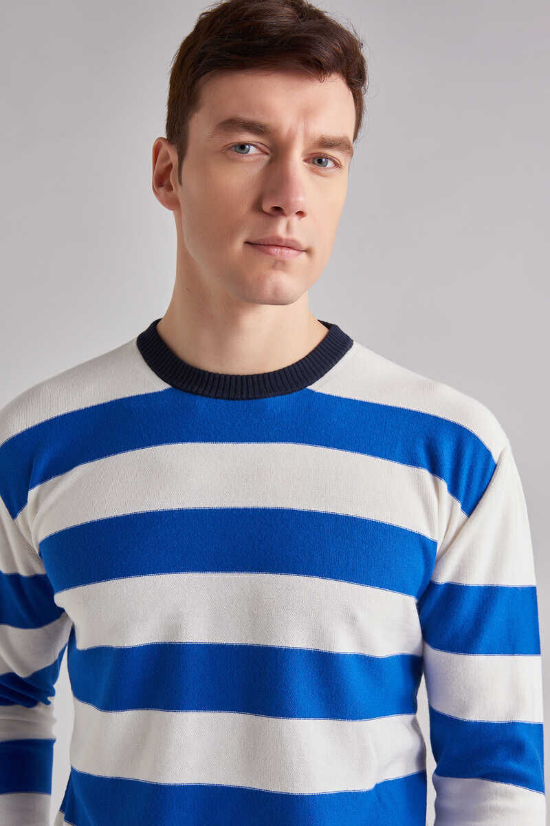 Woolrich Çizgili Bisiklet Yaka Kazak - 3