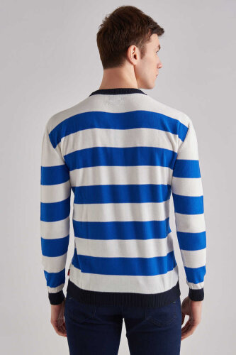 Woolrich Çizgili Bisiklet Yaka Kazak - 4